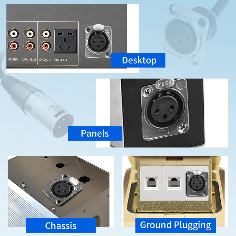 XLR Panel Mount [New Version 2025] XLR Plate Solderless 3 Pin Patch Bay Cable for Audio Equipment Mixers Studio Box Connector Studio Wall Plate Solderless With installation Screws and Nuts (F to M) F to M