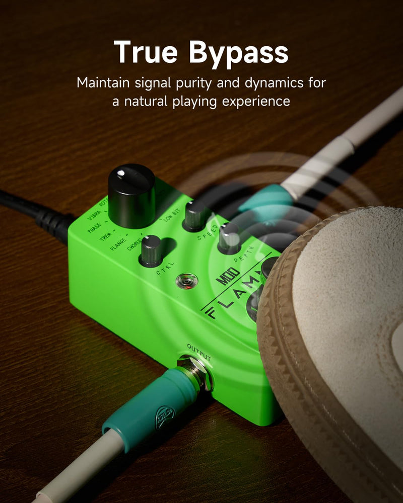 FLAMMA FC05 Mini Modulation Pedal with Chorus Flanger Tremolo Phaser Vibrato Rotary Liquid Autowah Stutter Ring LowBit FC05 Modulation
