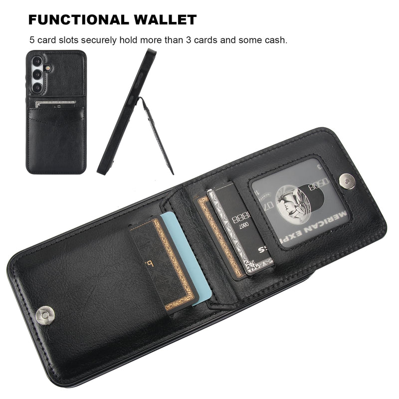 [AUSTRALIA] - KIHUWEY for Samsung Galaxy S24 Plus Case Wallet with Credit Card Holder, Flip Premium Leather Magnetic Clasp Kickstand Heavy Duty Protective Cover for Samsung Galaxy S24 Plus 6.7" (Black) Black Galaxy S24 Plus 6.7" 