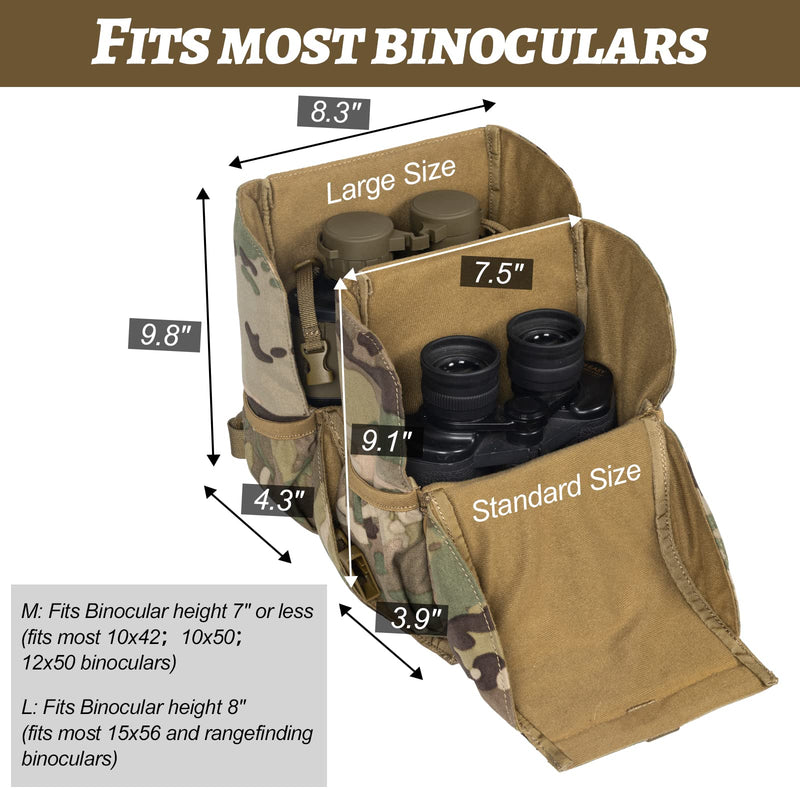VISMIX Binocular Harness, Adjustable Binocular Harness Chest Pack with Rain Cover for Hunting Hiking Shooting Camo Medium