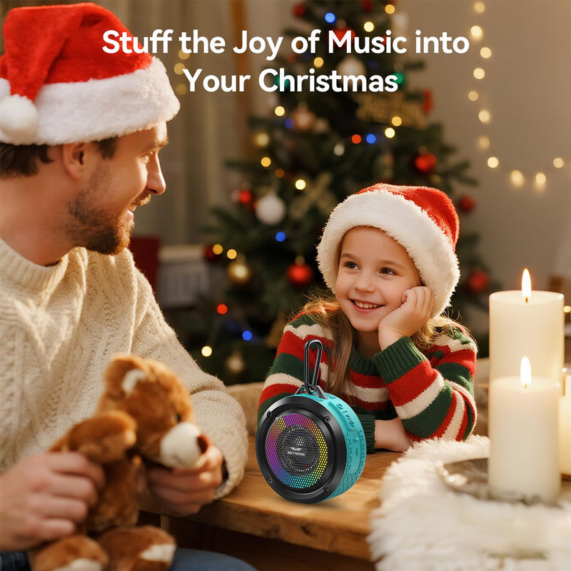 [AUSTRALIA] - Shower Speaker, Certified IPX7 Waterproof,Portable Bluetooth Speaker with Suction Cup,Hook,Light, Stocking Stuffers, Premium Mini Outdoor Wireless Speaker, Ideal Gift for Christmas (Blue) Blue 