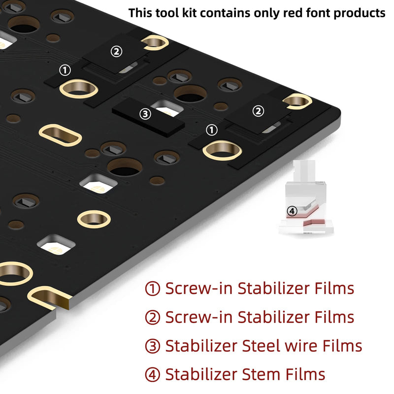 RUNJRX Poron Keyboard Screw-in Stabilizer Films Kits, Poron Keyboard PCB Stabilizer Pads 20Pcs for Customized Keyboard with Tweezers.