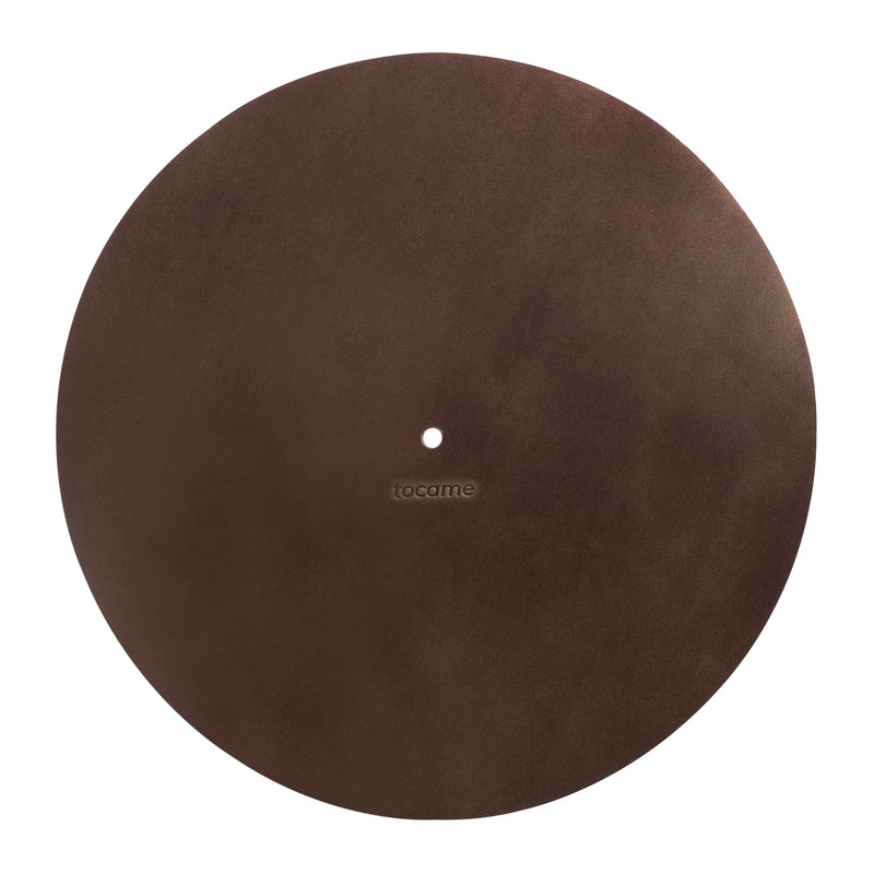 Classy Circular Turntable Slipmat, Antistatic Cover, Reduces Noise & Sounds from Static and Dust, Full Grain Leather, Handmade, Bourbon Brown