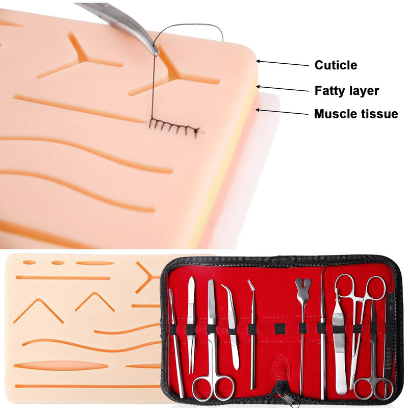 Surgical Suture Set, Suture Training Set, Wound Seam Exercise Set, Silicone Sewing Cushion with Tool Set, Suture Training, Suture Pad, Suture Practice Kit, Silicone Suture Simulator, Ideal Gift for