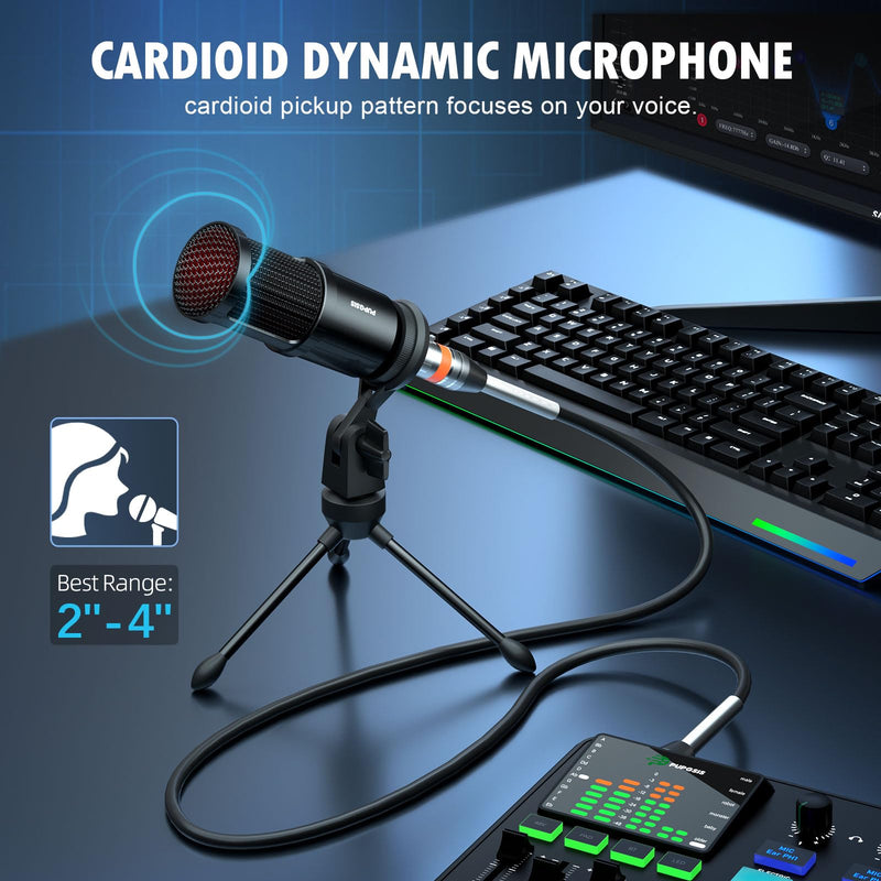 PUPGSIS XLR Dynamic Microphone, PC Computer Gaming Streaming Microphone for Podcast Recording, Vocal Capture, Content Creation, Cardioid Studio Mic for Audio Interface, Mixer, Sound Board