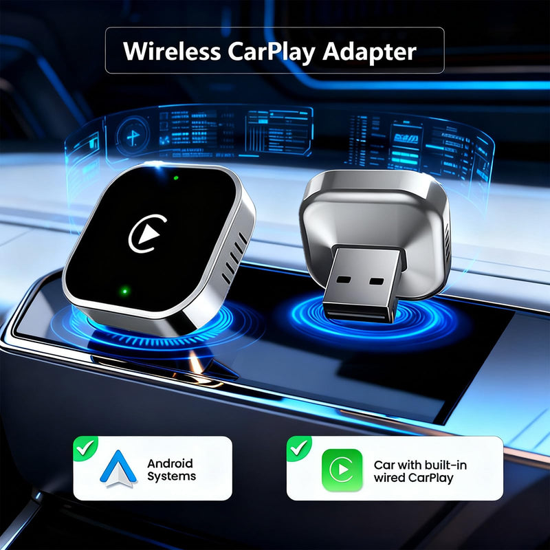 2026 Upgraded Wireless CarPlay Adapter for iPhone & Android Device | Fast Auto-Connect, Stable Connection, Mini Size Plug，Apple iPhone & Android, 2-in-1 Adapter, Convert Wired to Wireless Dongle