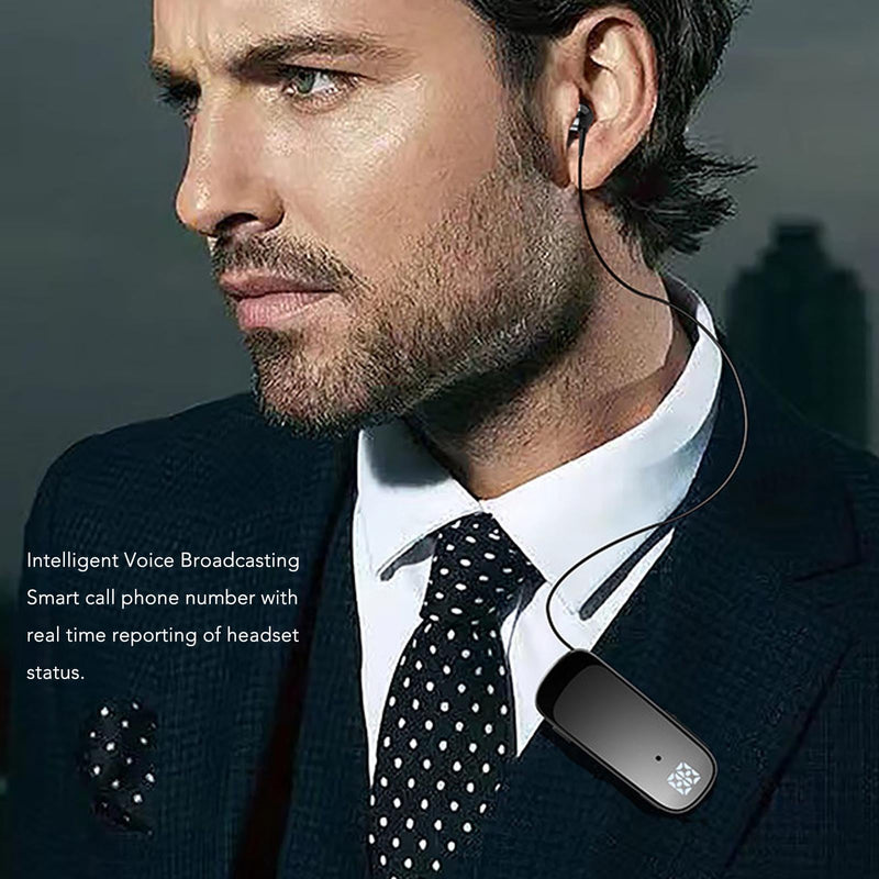 Yoidesu Retractable Headset, Headphone V5.2 Stereo Earpiece Business Headphones, Clip on Earbud Compatible with Smart Cell Phones Tablet Pad PC Laptop (Gradient Black) Gradient Black