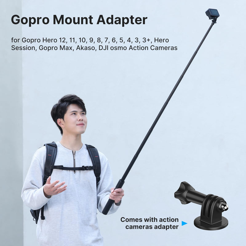 59in Invisible Selfie Stick Tripod for Insta360 X4/GO 3/X3/ONE RS/ONE X2/ONE X/GO 2/ONE R/ONE - ULANZI TT52 Extension Pole Selfie Stick Handle Grip Adjustable Waterproof for GoPro DJI and More