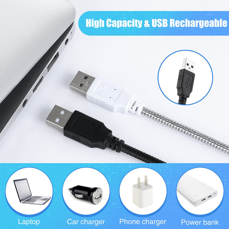 2 Pieces USB LED Light USB Light for Laptop Keyboard Light Gooseneck Light Computer Light Flexible Stick Dimmable LED Lamp Touch Switch for Reading Book (Black, Blue) Black, Blue