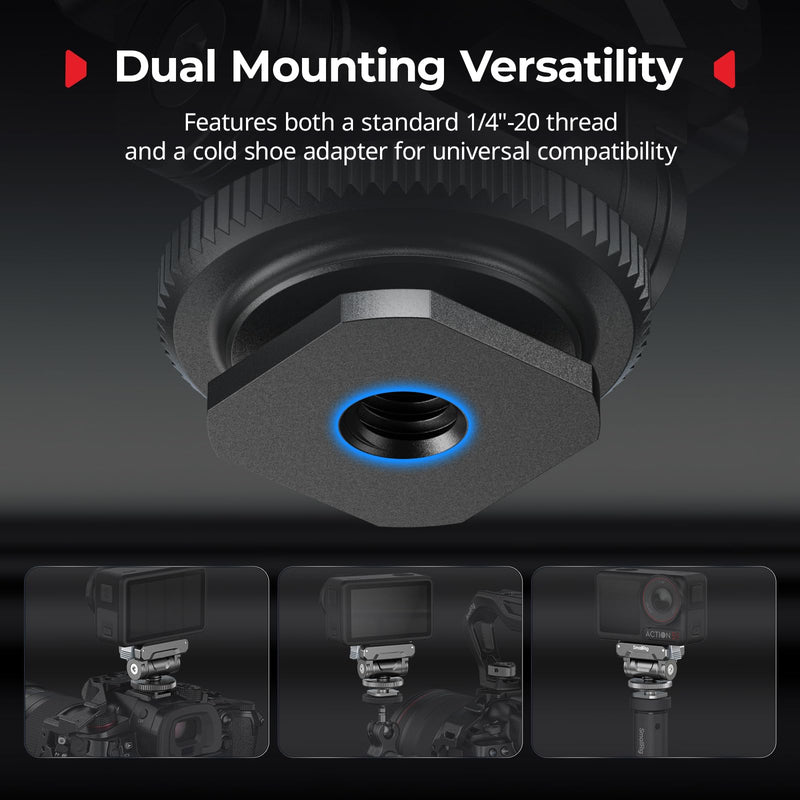 SMALLRIG Cold Shoe Adapter Mount for DJI Osmo 360 / Action 5 Pro / 4 / 3, with Quick Release Mount, 180° Tilt Adjustable - 5436