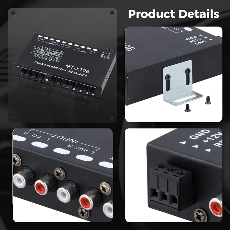 7-Band Car Audio Equalizer, Car Audio Graphic Equalizer, Car Equalizer with Front Rear and Subwoofer Outputs, Adjustable 7 Bands EQ Car Amplifier, 7.3 x 4.3 x1.2 Inch