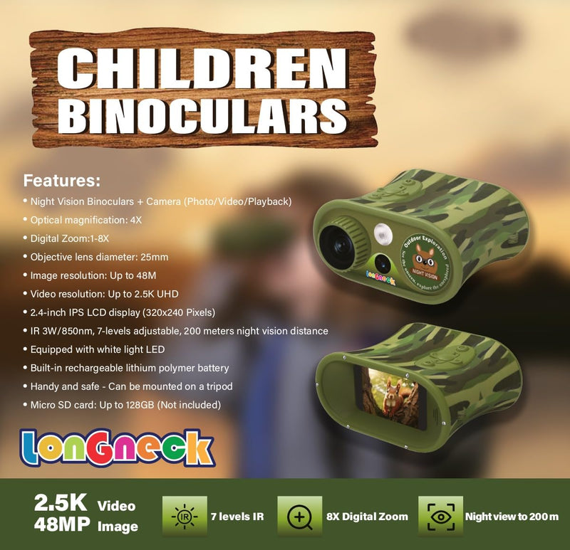 [AUSTRALIA] - Day and Night Vision Binoculars for Kids, Toddler IR Googles,Birthday Gifts for Toddler Boys 6-12 Years, Digital Night Vision Goggles for Kids, Binoculars 8-12 Years 