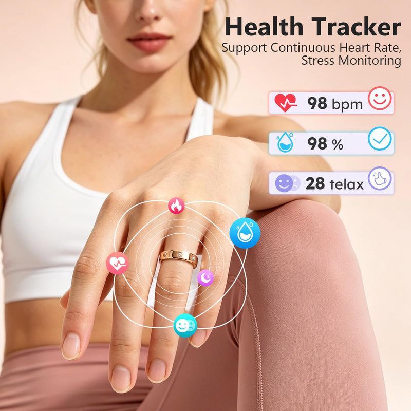 Yihou Smart Ring Ultra Narrow Diamond Slim Sleep Rings Heart Rate Monitor Health Ring Fitness Tracker Pedometer Step Counter Calories Waterproof Ladies Smart Rings for Women Men, Size 6