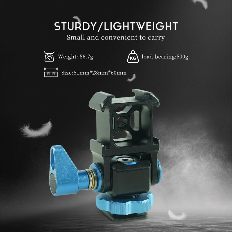 [AUSTRALIA] - Tripod Ball Head Mount 3 Port Cold Shoe Mount with 1/4"-20 Thread, 360° Rotating Panoramic Ball Head for DSLR Camera Tripod Monopod Slider Camcorder Camera Cage Flash LED Monitor Microphone 