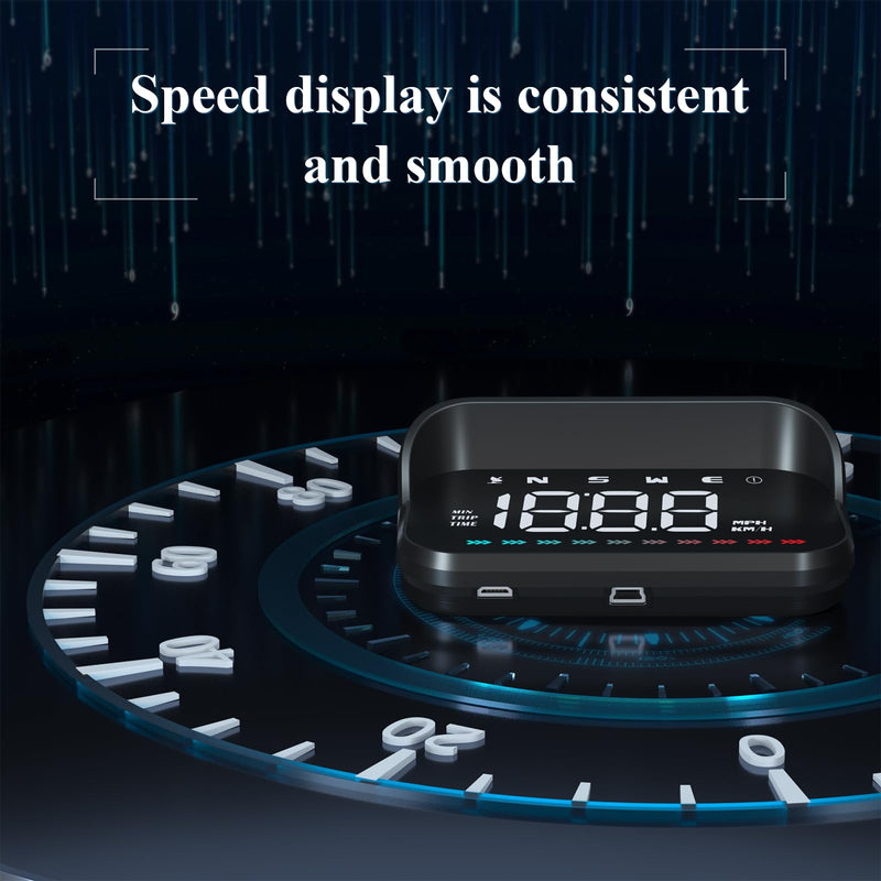Heads Up Display, GPS Speedometer M23, Universal Car HUD with Speed MPH, Compass Direction, Overspeed Alarm HD Display, USB Cable Plug & Play