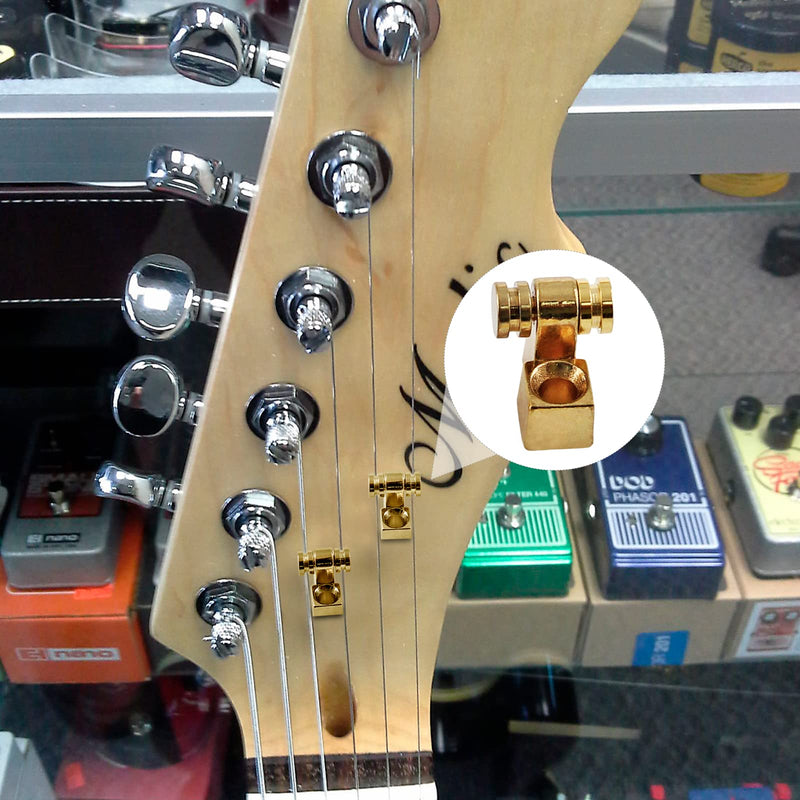 2 Pcs Guitar Roller String Tree, Gold String Tree Retainer Telecaster String Guide Bass String Retainer Screw for Tele Start(Brass)