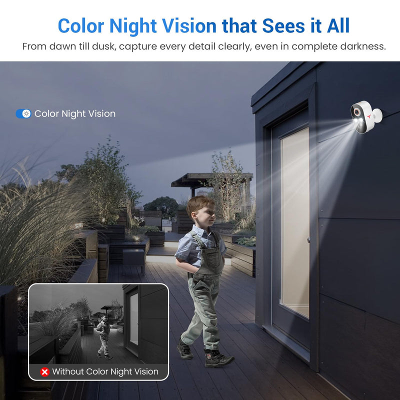 1080P Security Camera Wireless Outdoor with 2-Way Talk for Home Security, Low Light Night Vision, PIR Motion Detection, Cloud Storage, Live View Bullet Surveillance Cam (2 Pack) 2 Pack