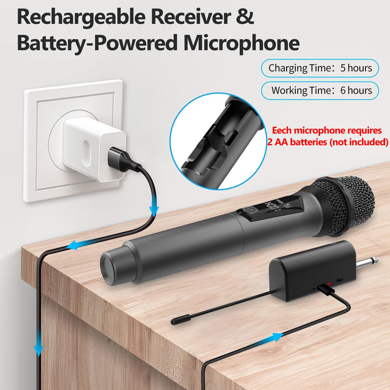 [AUSTRALIA] - Aveek Wireless Karaoke Microphone, Handheld Mic with Rechargeable Receiver, for Powered Speakers and Amplifiers, Karaoke Microphone Set for Singing,Karaoke,Wedding,DJ,Party (2 Packs) 2 Packs 