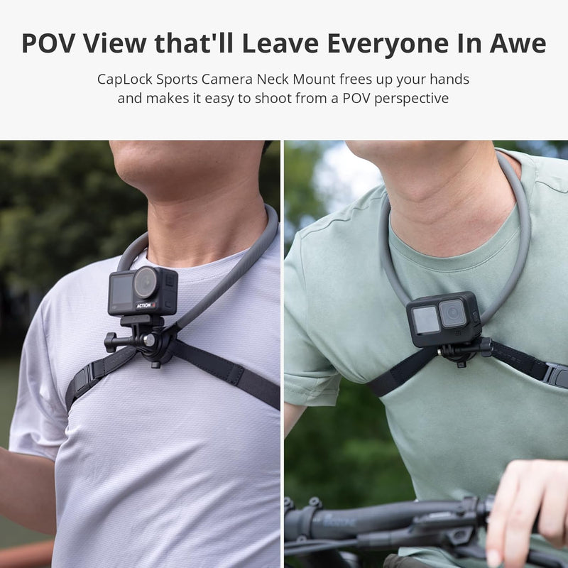 PGYTECH CapLock POV Action Camera Neck Mount, Quick Release & Adjustable Chest Strap, Hand Free Video Vlog Necklace Lanyard Holder for DJI OSMO Action 6/5 Pro/Pocket 3/Xtra Muse, Gopro 13/12, Insta360