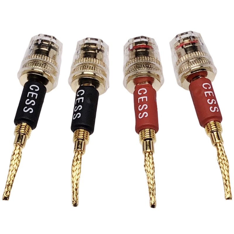 CESS-220 Pin Banana Plug to 4mm Female Banana Jack/Speaker Wire, 4 Pack (Braided-Type to 4mm) Braided-type to 4mm