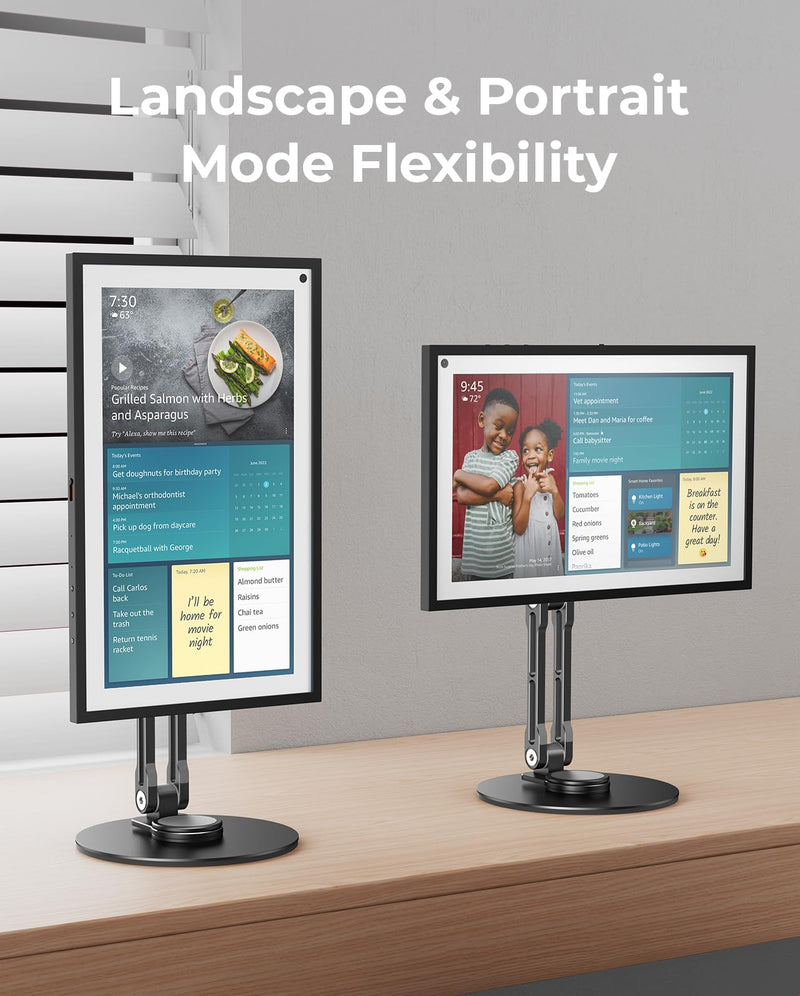 Portable VESA Monitor Stand for 15.6 Inch Monitors, Aluminum Portable Screen Mount for Desk with 360°Rotation Bases, Adjustable Secondary Travel Monitor Stand Compatible with 15.6/16/18.5 Inch - Black