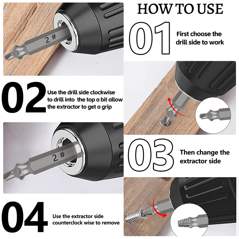 Screw Extractor, 6 Pieces, Damaged Screw Remover, Extractor, Damaged Screw Remover, Guide Set for Quick Drill for Robbed or Damaged Screws