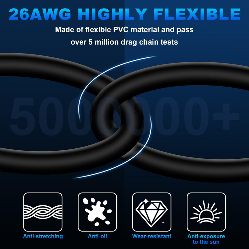 26.2FT M12 8 Pin X Code Male to RJ45 Industrial Ethernet Cable High Flexible Shielded Ethernet CAT6A Cable for Industrial Camera 8M 26.2 Feet