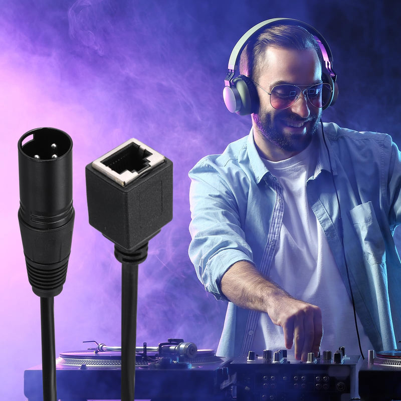MECCANIXITY 3 Pin DMX512 XLR to RJ45 Female Adapter Cable, 4pcs 1.6ft Microphone Extension Cable for Stage Studio Console Lighting