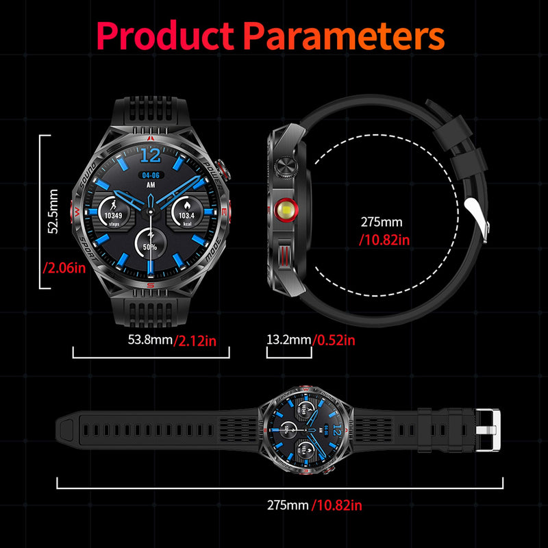 1.85”AMOLED Smart Watch for Men(Answer/Make Calls), LED Lighting, 5ATM Waterproof Fitness Watch with Heart Rate, SpO2, Blood Pressure, Bluetooth Smartwatch for Android iPhone, with 3 Bands (Silver) Silver