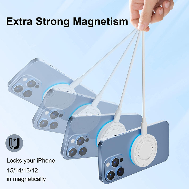 MagSafe Charger 2 Pack 15W Magnetic Wireless Charger Fast Charging Pad Compatible with iPhone 16/15/14/13/12 Series & AirPods 3/2/Pro Magnetic MagSafe Charging Pad with Dual Charging Ports white
