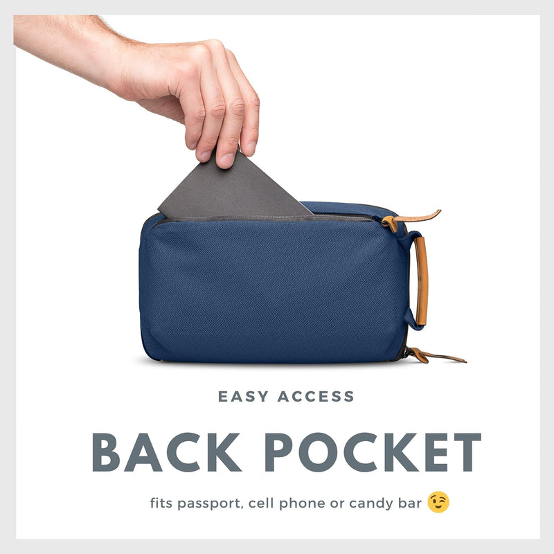 Tech Bag Organizer - Small Electronics Organizer Pouch for Travel - Premium Travel Case with Leather Accents - Mesh Pocket for Cables, Cords and Chargers (Navy) Navy