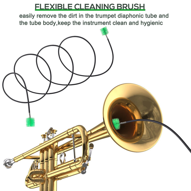 Musical Instrument Care 4 Pieces trumpet cleaning Snake Brush care kit, Brass Mouthpiece & Cup Brush for Trumpet, Trombone Brush,Mouthpiece Brush Valve Brush Flexible Brush