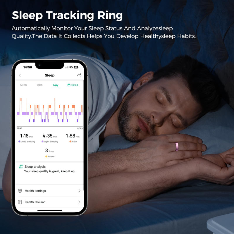 Smart Ring for Women & Men, Health Tracker Ring, Fitness Tracker Ring | Blood Pressure,Temperature,Heart Rate,SpO2,HRV & Stress, IP68 Waterproof, Sleep Tracker, No App Fee (Lavender Pink,9#) Lavender Pink 9#