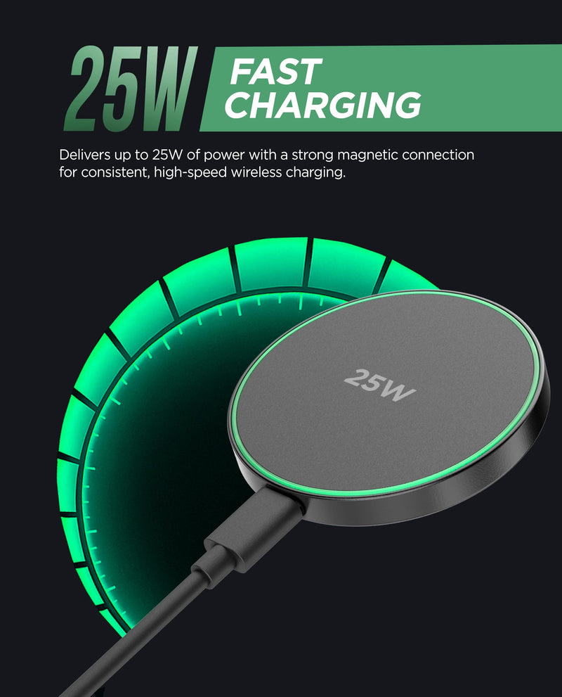 Galvanox Magnetic Wireless Charger for Samsung, 25W Fast Charging Pad with 30W PPS USB-C Wall Adapter, Removable USB-C Cable, LED Charging Indicator, Compatible with Galaxy S Series (10, Feet) 10 FT