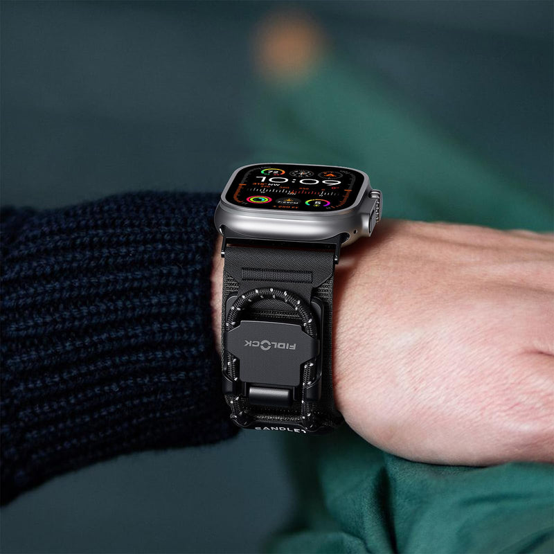 Bandletic Compatible with Apple Watch Ultra 3 / Ultra 2 Bands 49mm for Men | 30mm Wide Braided Nylon Strap with Magnetic Fidlock Hook Rope Buckle for iWatch Series 11/10 46mm, 9/8/7 45mm, SE/6/5/4 44mm Black Large(7.1"-7.6") 49/46/45/44mm