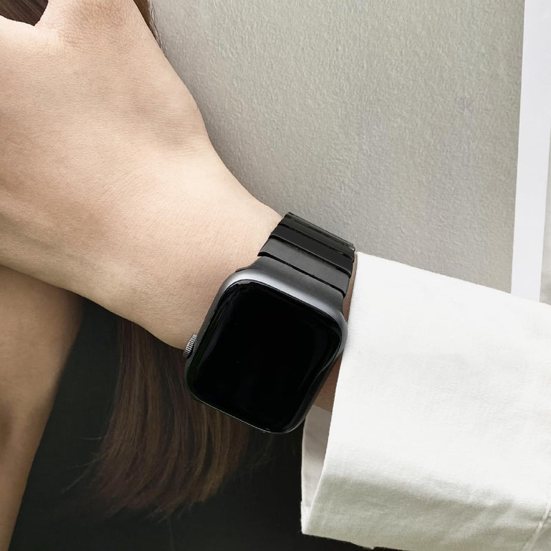 Compatible for Apple Watch Metal Bands, Black 42mm 44mm 45mm iWatch Strap Ultra10 9 8 7 6 5 4 3 2 1 SE,Simple and Stylish Smartwatch Wristband Women Men