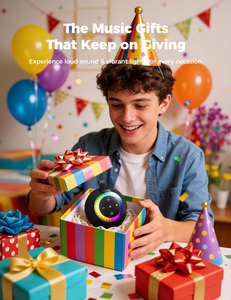 [AUSTRALIA] - Shower Speaker Bluetooth Waterproof Portable: 360° Surround Sound, IPX7 Suction Cup Removable with Vacuum Exhaust Knob, 2 IN1, RGB Lights, BT5.4, TWS, Pool/Beach/Kayak, Gifts for Adults Teens-Black black 