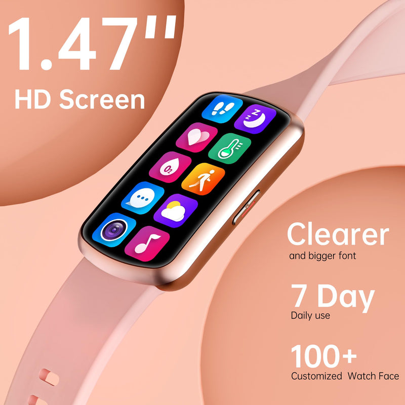 Health Fitness Tracker with 24/7 Heart Rate, Smart Watch with Blood Pressure and Blood Oxy-gen Monitor, Bulit-in 120+ Sport Mode, Sleep Tracking Waterproof Activity Tracker for Women Men Deep Pink
