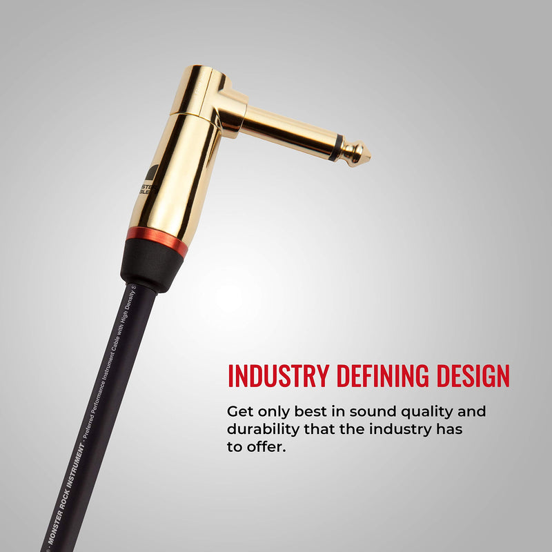 Monster Prolink Rock Instrument Cable - 8 in Right Angle to Right Angle for Electric Guitar - 95% Copper Braided Shielded