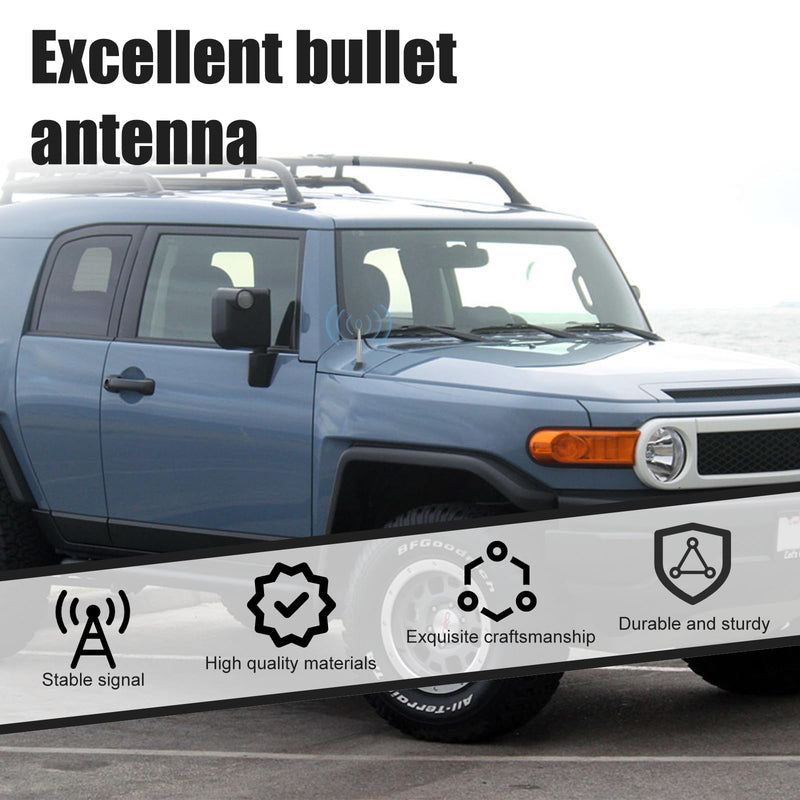 Universal Car Bullet Antenna Durable Truck Antenna AM/FM Radio for Most Cars Accessories Replacement Suitable for Chevrolet, Ford, Wrangler, Jeep (Silver) Silver