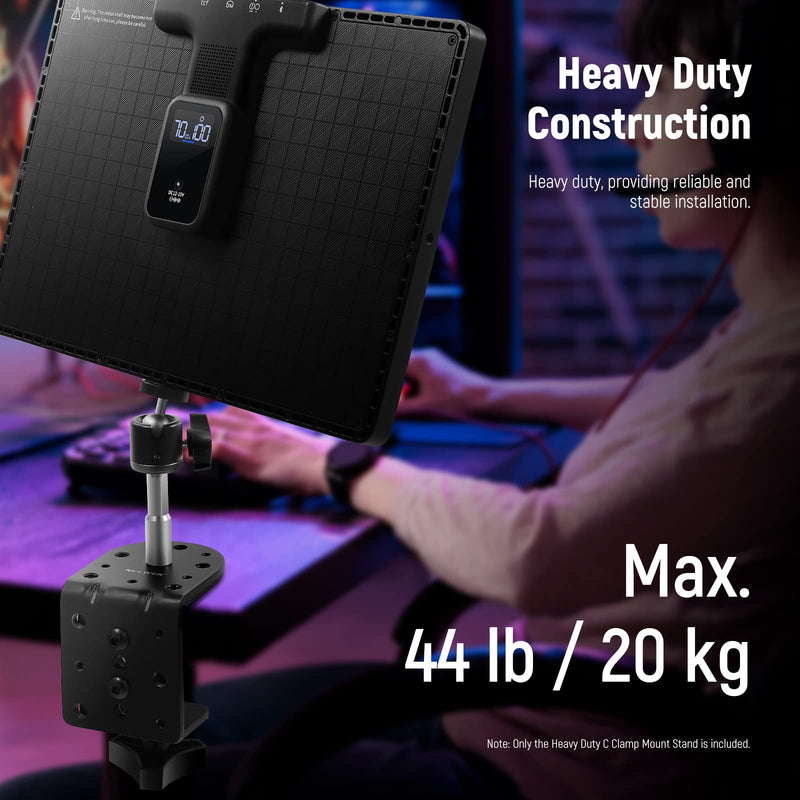 [AUSTRALIA] - NEEWER Heavy Duty C Clamp with Mounting Column for Light Stand, Adjustable Metal Desk Clamp with 1/4" 3/8" Screws for Ring Light LED Video Light Camera, Max Load 44lb/20kg, ST-CCD1 1 Pack 