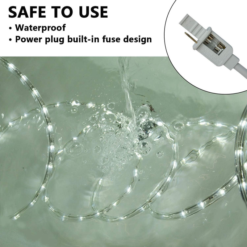 [AUSTRALIA] - SURNIE Rope Lights Outdoor Waterproof Daylight White: LED 10FT Cuttable Outside Bright 110V Lighting 6000K Flexible Cool Clear Tube, Indoor Deck Patio Xmas Camping Decor, Not Flat Strip 