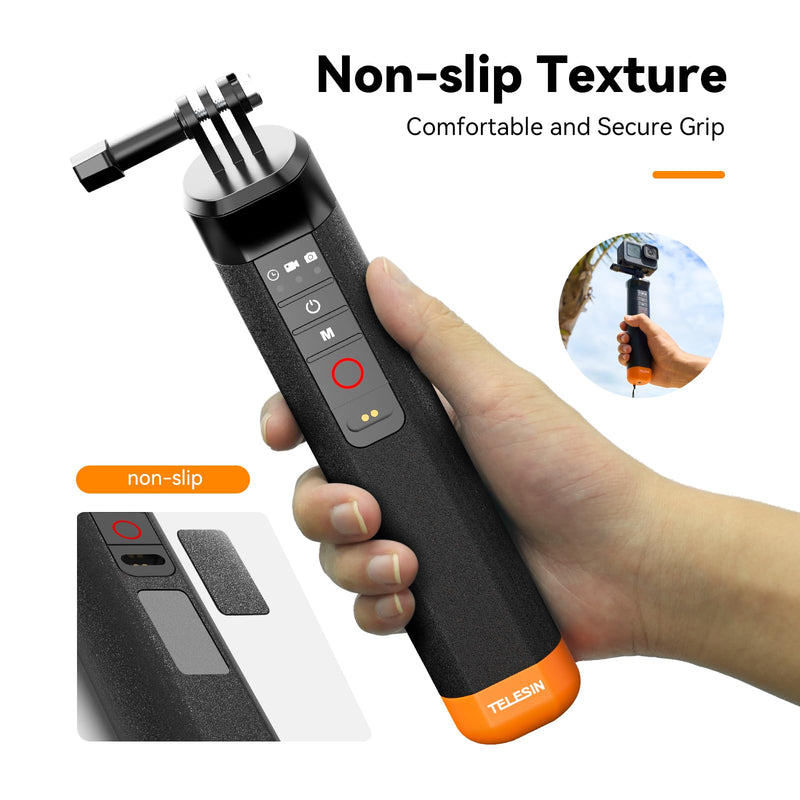 TELESIN°Floating Selfie Stick Hand Grip Waterproof Handle with Bluetooth Remote for GoPro Hero 13 12 11 10 9 8 Handle Mount Accessories for Action Camera