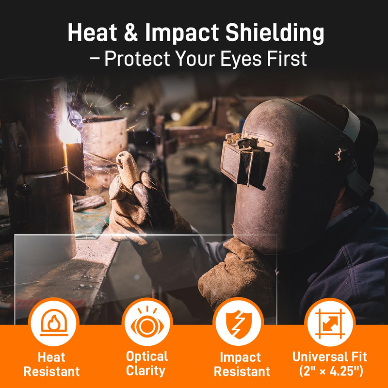 [AUSTRALIA] - 55 Pack 2 x4.25 inches Clear Welding Lenses, 0.04" Thick Replacement 2x4 Welding Lens, Welding Hood Clear Lenses for Most Standard Size Helmets 
