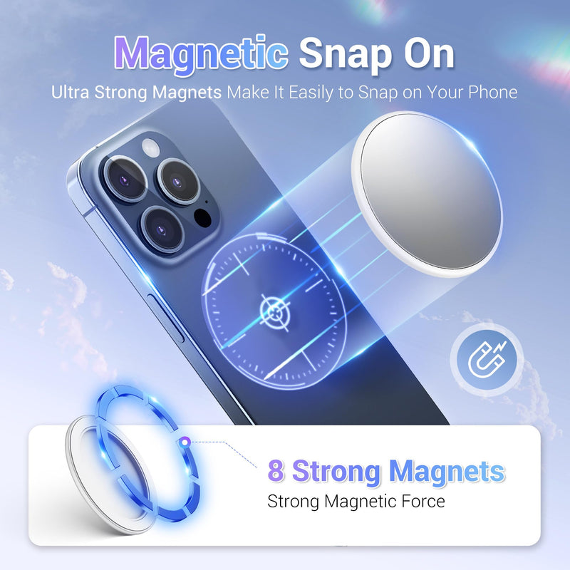 2.2" Magnetic Selfie Mirror for Back Camera，Slim Cell Phone Convex Mirror for Magsafe Compatible with iPhone 15 14 13 12 Pro Max Plus,Mag-Safe Case & All Phones for Selfies & Vlogging & Streaming