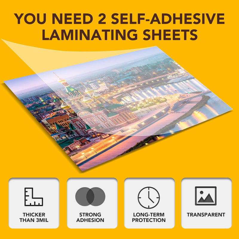 25 Pack Self Adhesive Laminating Sheets, 9 X 12 Inch, Clear Sticker Laminate Sheets Waterproof for Documents, Photos, No Machine Needed Heatless Durable 9*12 in 25P