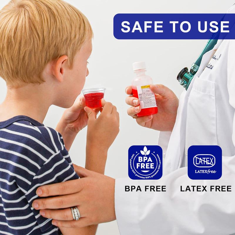 Disposable Medicine Cups Graduated, Bulk Pack of 100, 1 oz (30ml) Small Plastic Measuring Cup for Liquid Medication, Paint, epoxy, Pill and Resin.