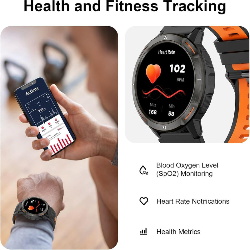 Fila Smart Watch for Men Women, 1.52’’ GPS Smartwatch (Answer/Make Call) with 100+ Sport Modes, Fitness Watch with Heart Rate/Sleep Monitoring, Activity Tracker for Android iOS Black