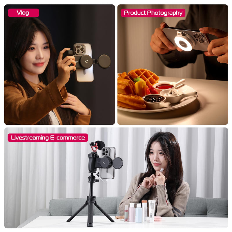 ULANZI Magnetic Selfie Light White, LED Fill Light Compatible with Magsafe, LED Selfie Ring Light Included Sticky Ring for Phones, for Selfies/Photography/TikTok/Zoom Calls/Video Conference Color