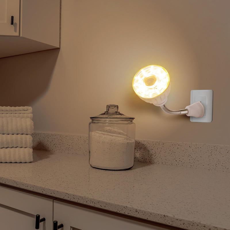 [AUSTRALIA] - Yahenda 3 Pack Motion Activated LED Night Light Plug in Smart Dusk Dawn Sensor Light PIR Infrared Sensor Motion Detector Lamp Flexible Rotating for Hallway Stairway Garage Basement(Warm White) Warm White 